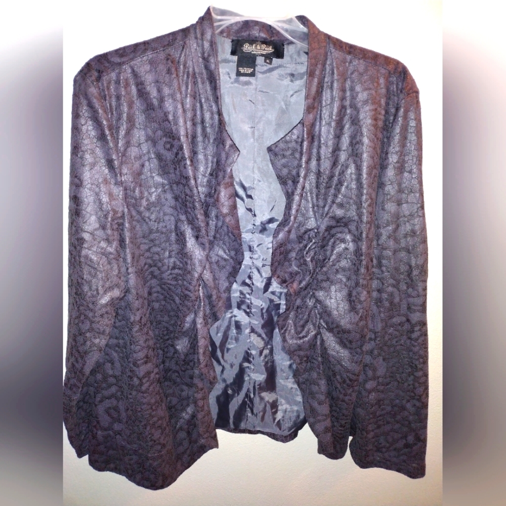 Peck And Peck Textured Gray Open Jacket Size Xl
